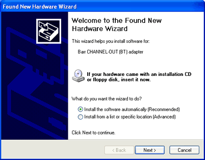 Found New Hardware Wizard